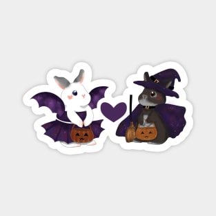 Bat and witch Bunny _ Bunniesmee Halloween Edition Magnet