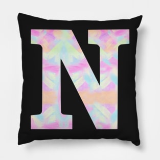 The Letter N Rainbow Design Pillow