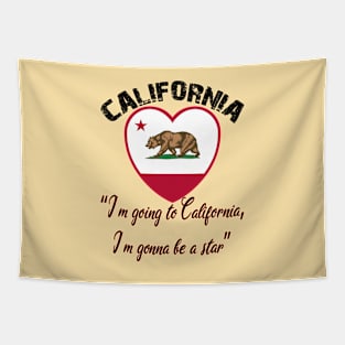 Bear Flag, Flag of California, Grizzly bear, “I’m going to California, I’m gonna be a star.” Tapestry