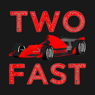 Two Fast Two Year Old Race Car Theme 2nd Birthday Party T-Shirt