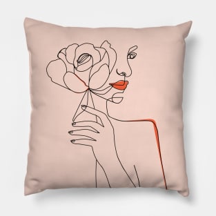 Minimal Woman line art. Female poster. Pillow