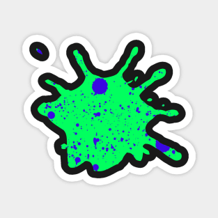 Neon Green and Ink Blue Paint Splatter Magnet