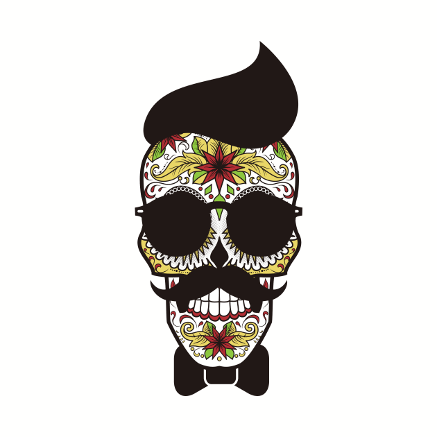 Sugar Skull Mexican Hipster by Foxxy Merch