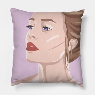 Painted Pop Art Blue Eyed Woman Pillow