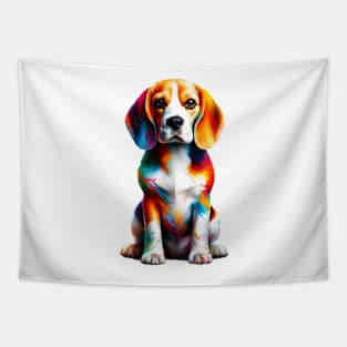 Artistic Splash Beagle Portrait in Colorful Style Tapestry