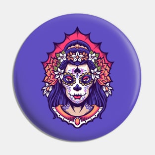 Day of the Dead Woman Pin