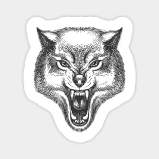 Hand Drawn Wolf Head Magnet