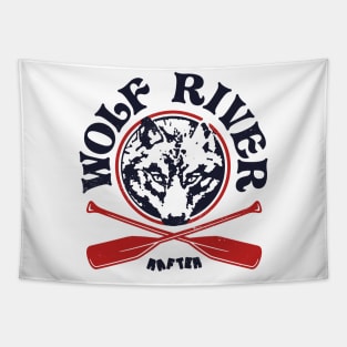 Retro Vintage Wolf River Rafting Tapestry