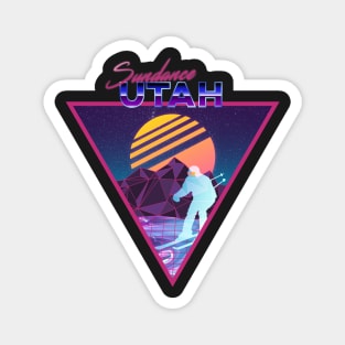 Retro Vaporwave Ski Mountain | Sundance Utah | Shirts, Stickers, and More! Magnet