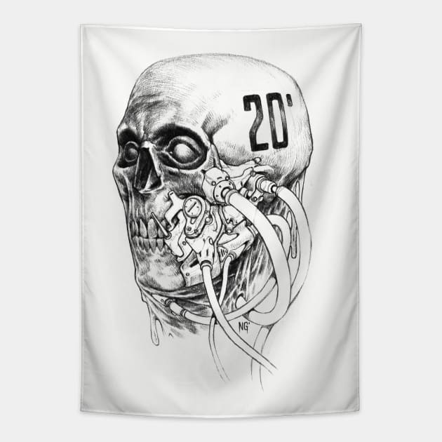 Cyberpunk Skull Tapestry by FUELSTAINS