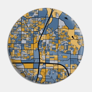 Plano Map Pattern in Blue & Gold Pin