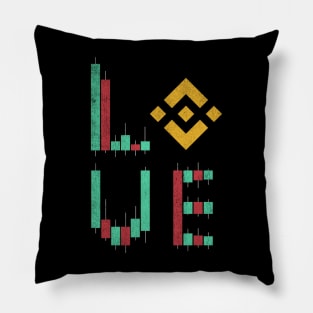 Vintage LOVE Stock Chart Binance BNB Coin Valentine Crypto Token Cryptocurrency Blockchain Wallet Birthday Gift For Men Women Kids Pillow