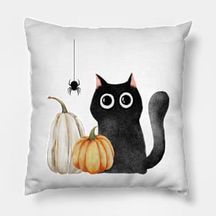 Pumpkin and cat T-shirt Pillow