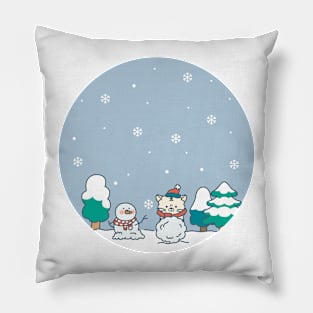 Snowman in Winter Pillow