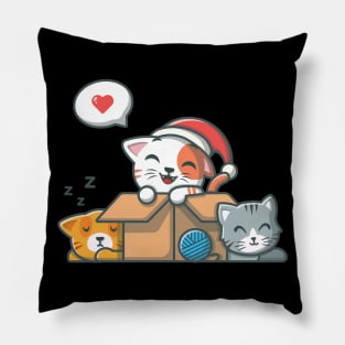 Cute cats in box cartoon Pillow