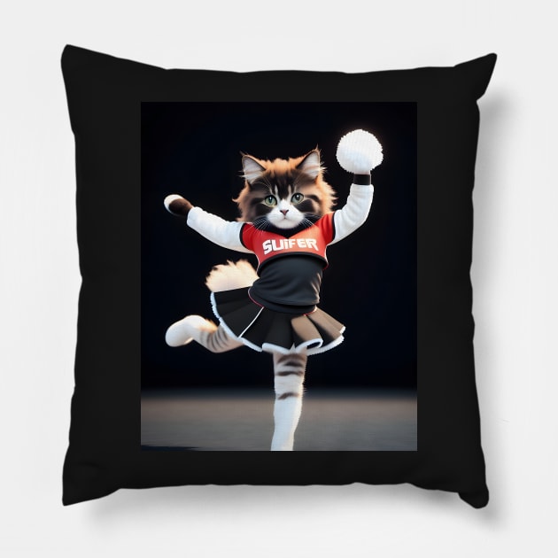 Cheerleader cat - Modern digital art Pillow by Ai-michiart