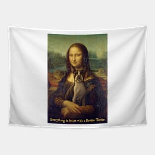 Mona Lisa with Boston Terrier Tapestry