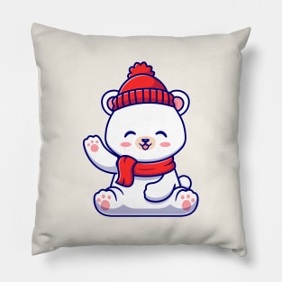 Cute Baby Polar Bear Winter Pillow