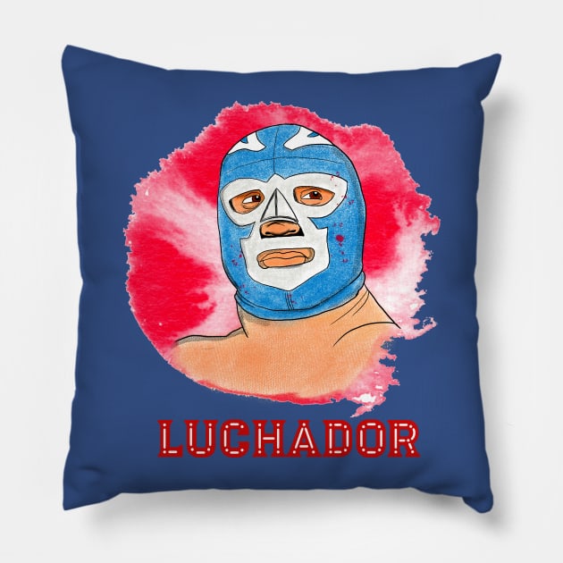 Luchador Cool Mexican Wrestling Design Pillow by loumed