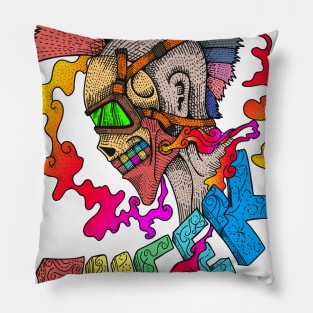 skull fucek rainbow Pillow