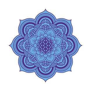 Blue Mandala (flower of life) T-Shirt