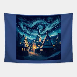 Starry Night Over Hogsmeade Village Tapestry