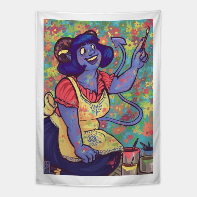 Jester painting Tapestry by iisjah