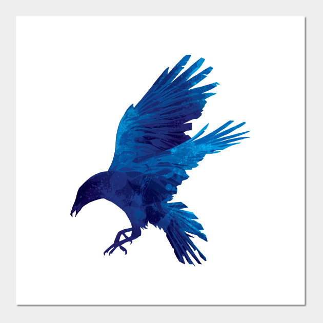 Raven Flying Digital Painting Bird Art Posters And Art Prints