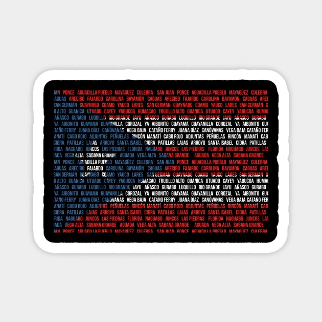 Puerto Rico Flag Cities Puerto Rican Pride Men Women Magnet by PuertoRicoShirts