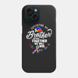 Supporting My Brother Autism Awareness Ribbon Heart Phone Case