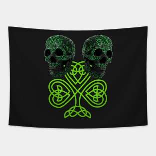 Shamrock St Patricks Day Irish Celtic Knot Skulls Tapestry