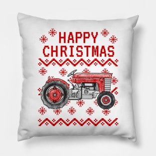 Vintage Tractor Ugly Christmas Farmer Farming Funny Pillow