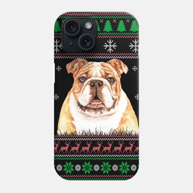 Cute Bulldog Lover Ugly Christmas Sweater For Women And Men Funny Gifts Phone Case by uglygiftideas