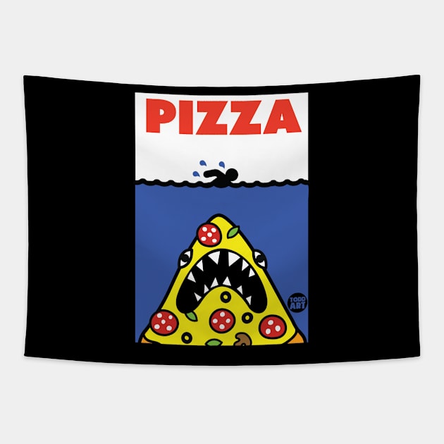 PIZZA JAWS Tapestry by toddgoldmanart