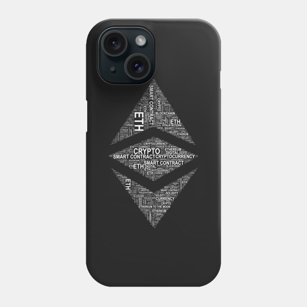 Ethereum Logo World Cloud Phone Case by cryptogeek