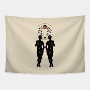 Astro Celestial Two Stand Up Feminine Tapestry