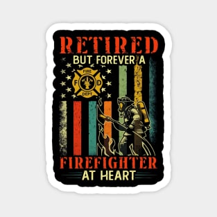 Retired But Forever A Firefighter At Heart Retro Vintage Magnet