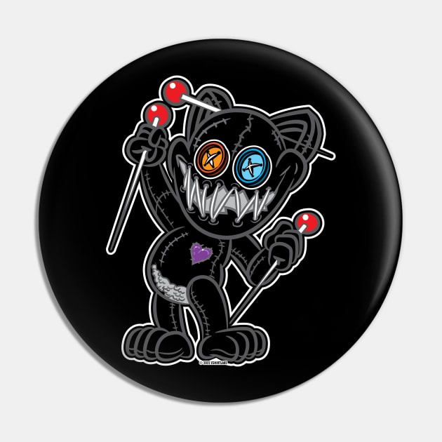 VooDoo Kitty Black Cat Doll Pin by eShirtLabs