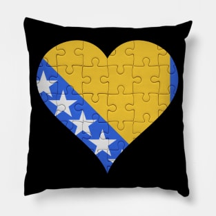 Bosnian Jigsaw Puzzle Heart Design - Gift for Bosnian With Bosnia Roots Pillow