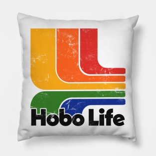 Hobo Life /// Faded Thrift Style Retro Design Pillow