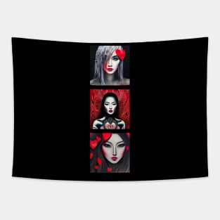 Triple Japanese Portraits - Eye Voodoo Tapestry