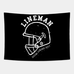 lineman serving pancakes daily foot ball helmet Tapestry