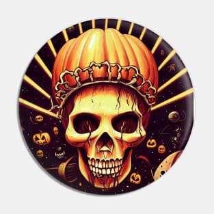 Skull with crown of pumpking Pin