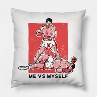 Me vs Myself Boxing // Funny Vintage Self Defeating Self Doubt Pillow