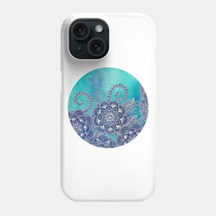 Mermaid's Garden - Navy & Teal Floral on Watercolor Phone Case