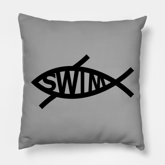 Jesus Fish Swim Swimming Christian Swimmer Gifts Pillow by TeeCreations