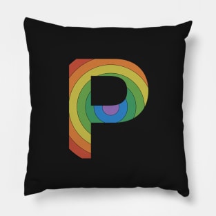 Retro Rainbow 'P' Sticker Pillow