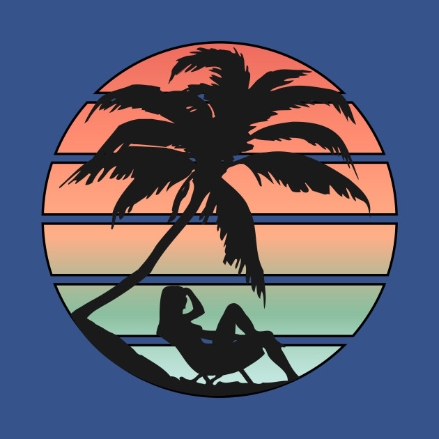 Disover Vaporwave Beach Sunrise Silhouette - Vaporwave Art - T-Shirt