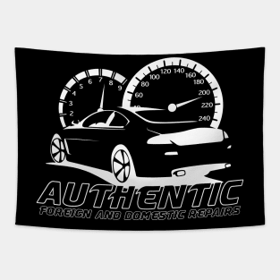 Authentic Auto White Logo Front and Back Tapestry