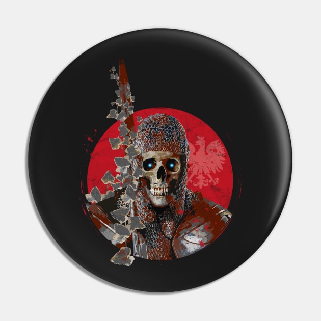 Grinning Knight Skull Pin by ArtlifeDesigns